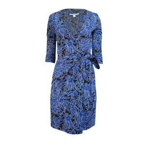 Diane Von‎ Furstenberg Julian Botanical Print 3/4 Sleeve Wrap Dress Size 4